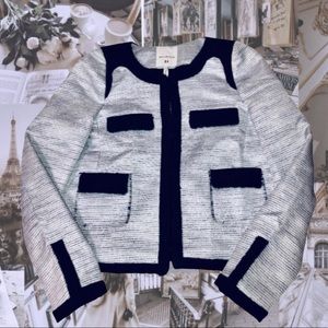 Avec Les Filles Metallic Boucle Tweed Cropped Blazer Jacket |S| NWT